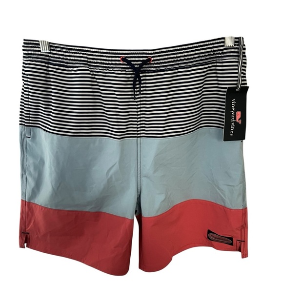 NEW Vineyard Vines Chappy  Swim Board Trunks Boys Youth 18 XL Jake Blue Stripe - Picture 1 of 10